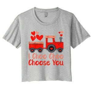 I Choo Choo Choose You Cute Train Heart Valentines Day Gift Women's Crop Top Tee