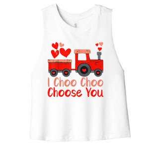 I Choo Choo Choose You Cute Train Heart Valentines Day Gift Women's Racerback Cropped Tank