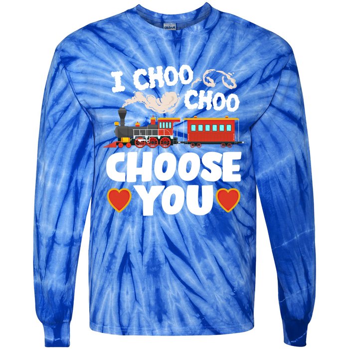 I Choo Choo Choose You Valentines Train Railroad Gift Tie-Dye Long Sleeve Shirt