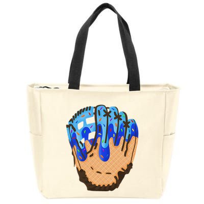Ice Cream Cone Baseball Glove Drip Zip Tote Bag