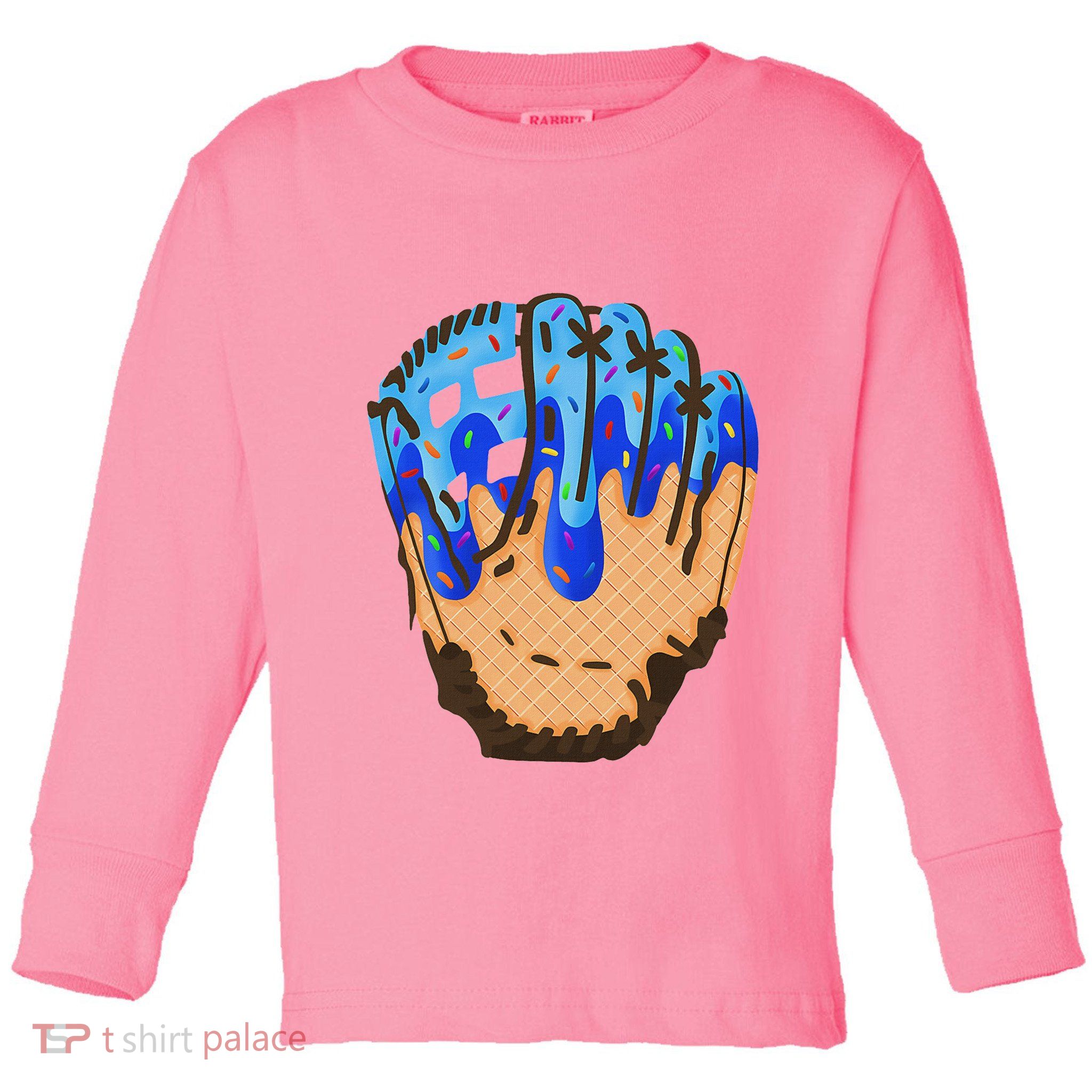 Ice Cream Cone Baseball Glove Drip Toddler Long Sleeve Shirt