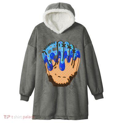 Ice Cream Cone Baseball Glove Drip Hooded Wearable Blanket