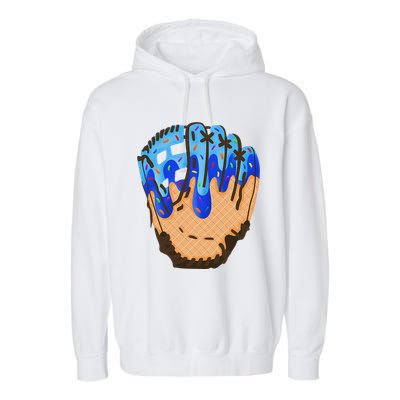 Ice Cream Cone Baseball Glove Drip Garment-Dyed Fleece Hoodie