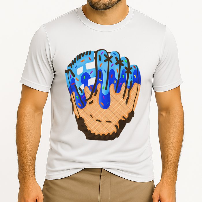 Ice Cream Cone Baseball Glove Drip Cooling Performance Crew T-Shirt