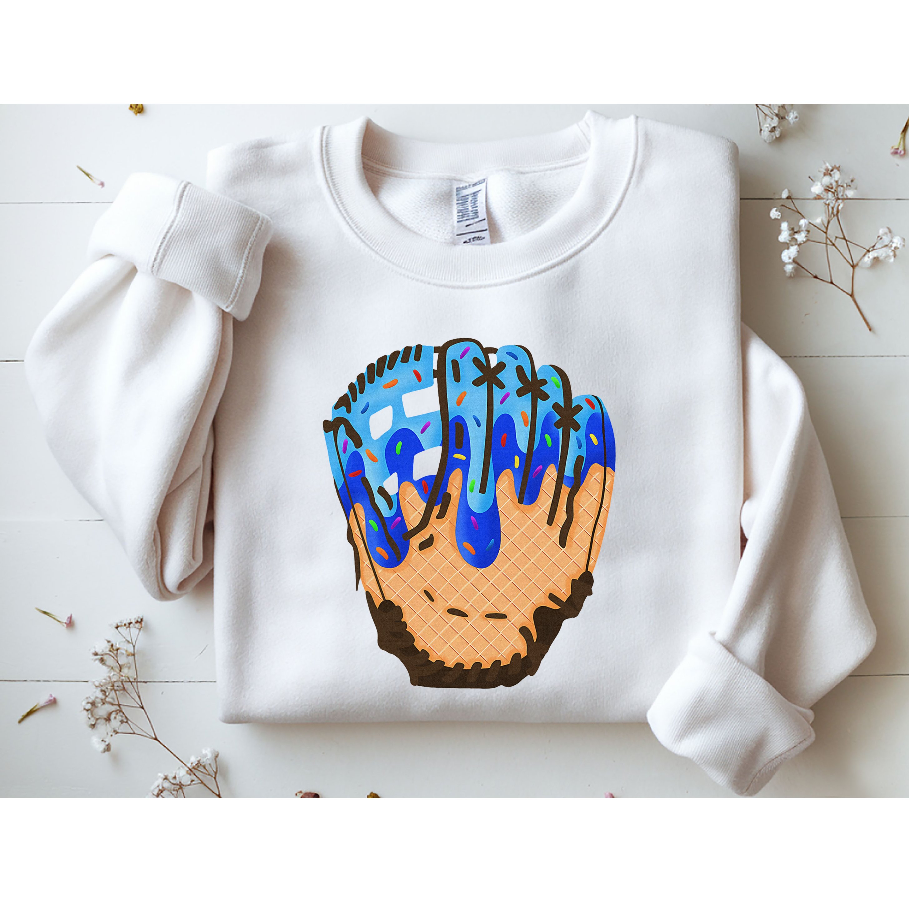 Ice Cream Cone Baseball Glove Drip Sweatshirt