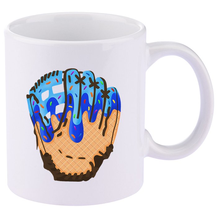 Ice Cream Cone Baseball Glove Drip 11oz C Handle Ceramic Mug