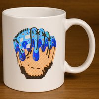 Ice Cream Cone Baseball Glove Drip 11oz C Handle Ceramic Mug