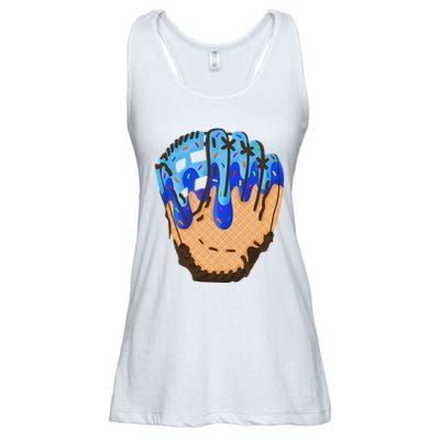 Ice Cream Cone Baseball Glove Drip Ladies Essential Flowy Tank