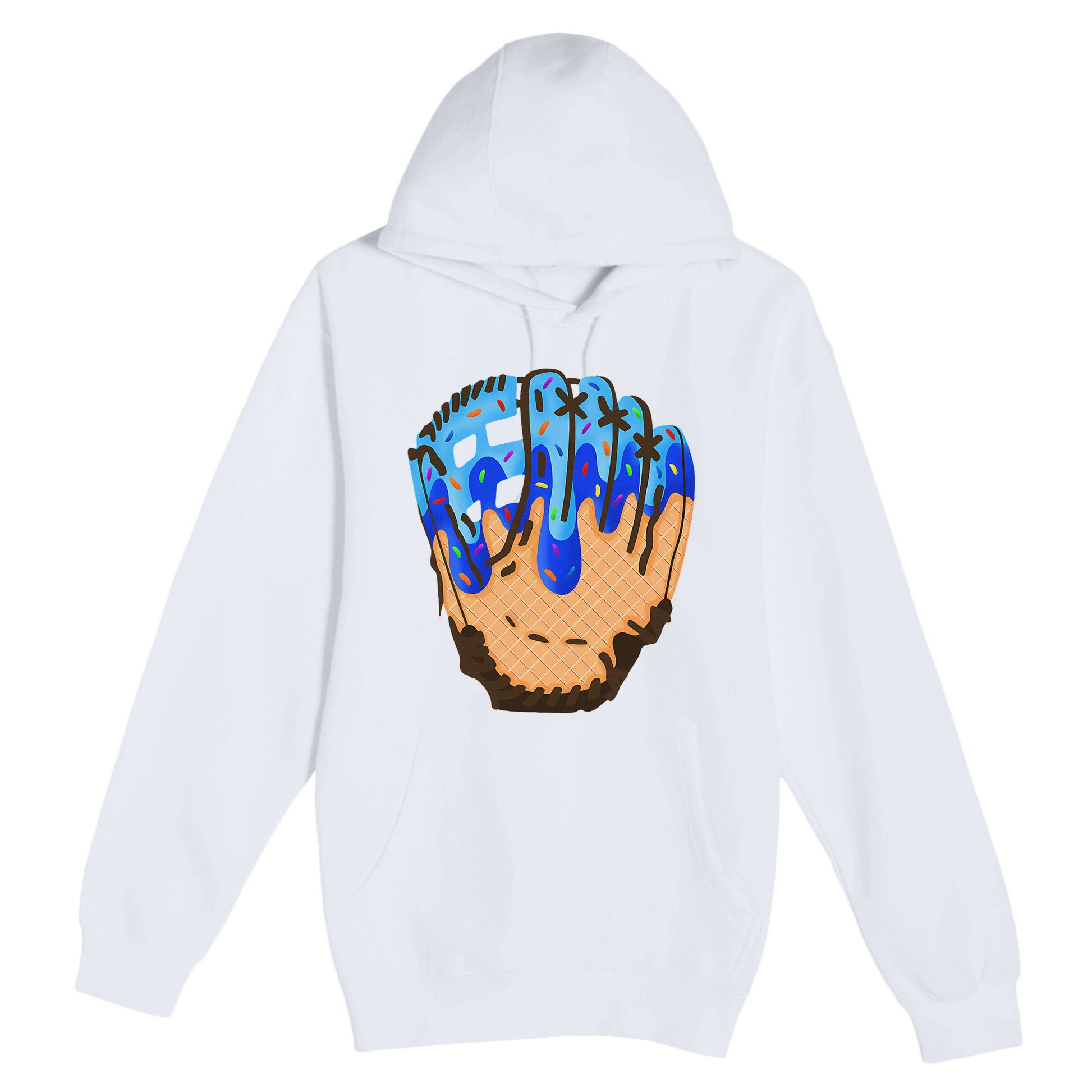 Ice Cream Cone Baseball Glove Drip Premium Pullover Hoodie