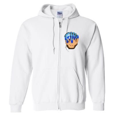 Ice Cream Cone Baseball Glove Drip Full Zip Hoodie