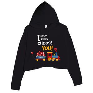 I Choo Choo Choose You Funny Gift Love Train Gift Friend Crop Fleece Hoodie