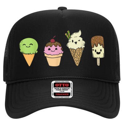 Ice Cream Cones Popsicle Frozen Food Gif High Crown Mesh Back Trucker Hat