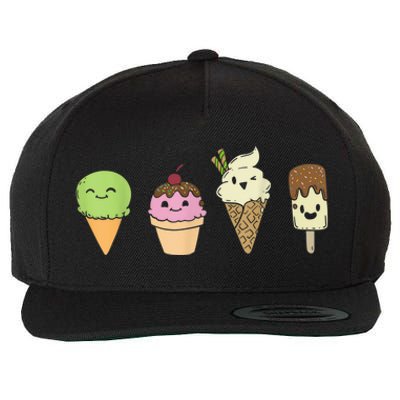 Ice Cream Cones Popsicle Frozen Food Gif Wool Snapback Cap