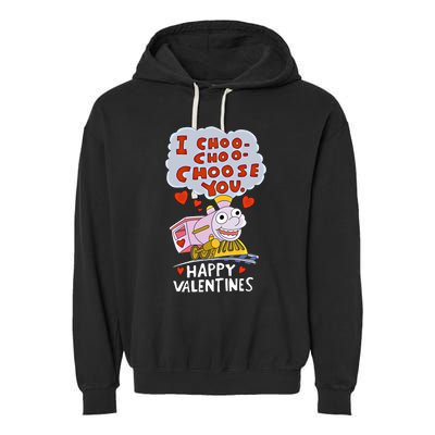 I Choo Choo Choose You Train Love Hearts Valentines Day Gift Garment-Dyed Fleece Hoodie