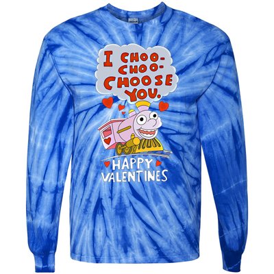 I Choo Choo Choose You Train Love Hearts Valentines Day Gift Tie-Dye Long Sleeve Shirt