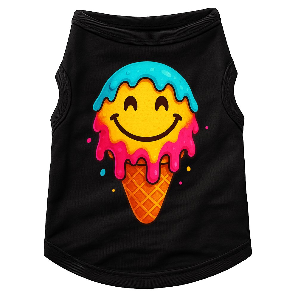 Ice Cream Cone Drip Smile Face  Doggie Tank