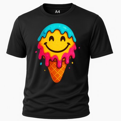 Ice Cream Cone Drip Smile Face  Performance Shirt