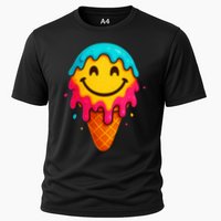 Ice Cream Cone Drip Smile Face  Cooling Performance Crew T-Shirt