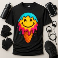 Ice Cream Cone Drip Smile Face  Cooling Performance Crew T-Shirt