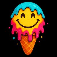 Ice Cream Cone Drip Smile Face  Cooling Performance Crew T-Shirt