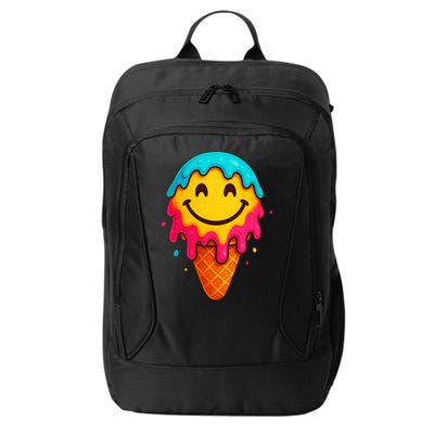 Ice Cream Cone Drip Smile Face  City Backpack