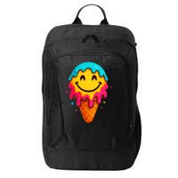 Ice Cream Cone Drip Smile Face  City Backpack