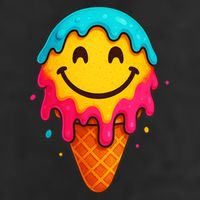Ice Cream Cone Drip Smile Face  15oz Campfire Ceramic Mug