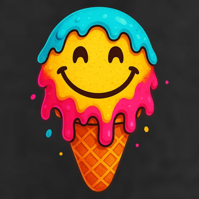 Ice Cream Cone Drip Smile Face  15oz Campfire Ceramic Mug