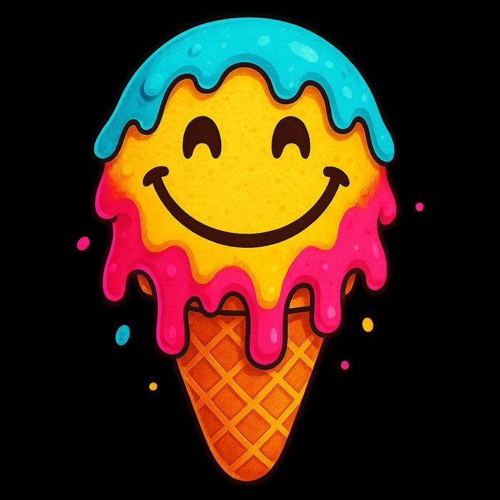 Ice Cream Cone Drip Smile Face  Drawstring Bag