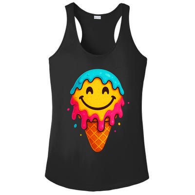 Ice Cream Cone Drip Smile Face  Ladies PosiCharge Competitor Racerback Tank