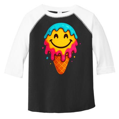 Ice Cream Cone Drip Smile Face  Toddler Fine Jersey T-Shirt