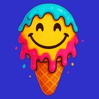 Ice Cream Cone Drip Smile Face  Apron