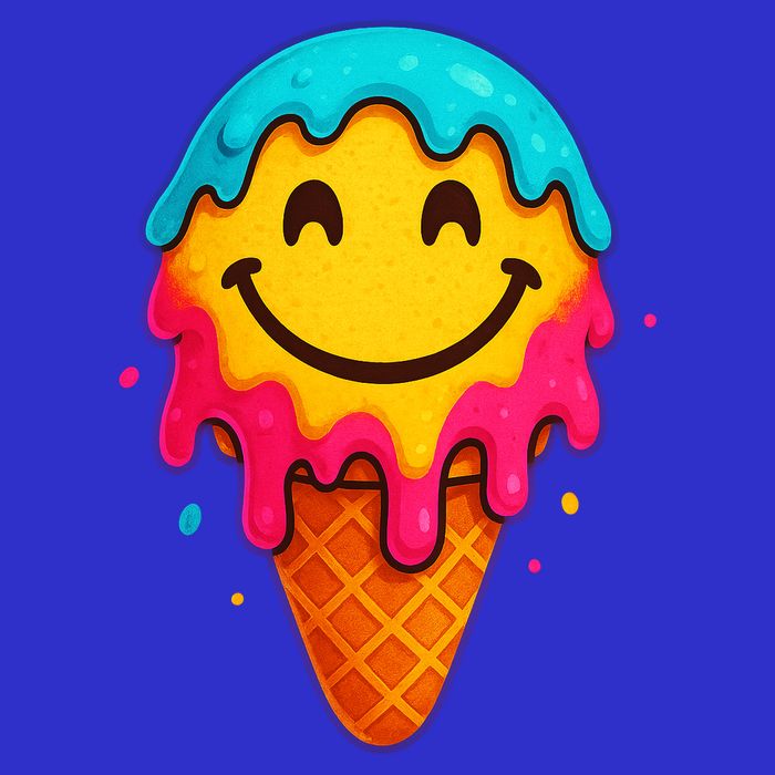 Ice Cream Cone Drip Smile Face  Apron