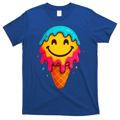 Ice Cream Cone Drip Smile Face  T-Shirt