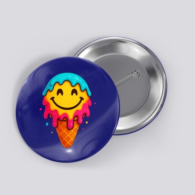 Ice Cream Cone Drip Smile Face  Button
