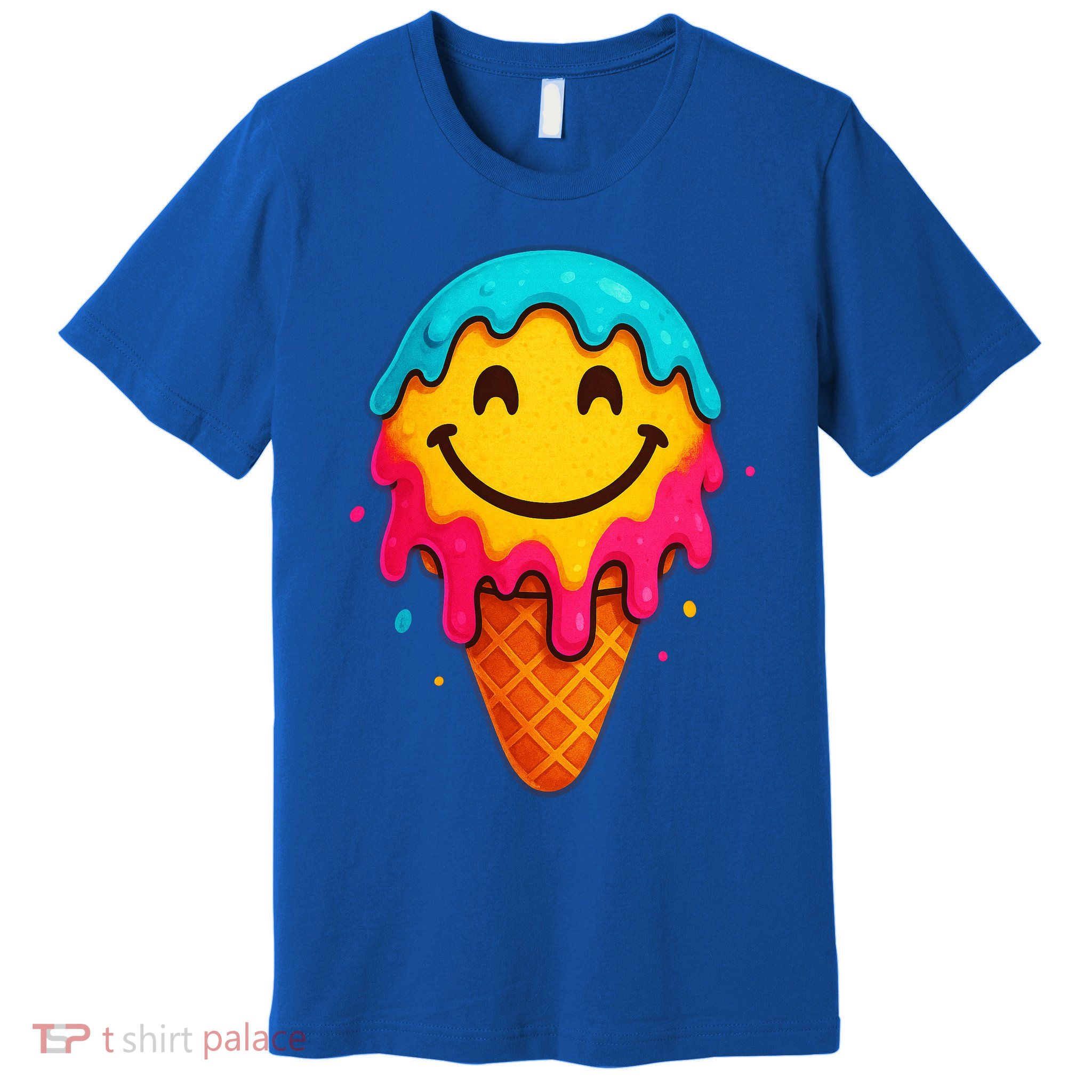 Ice Cream Cone Drip Smile Face  Premium T-Shirt