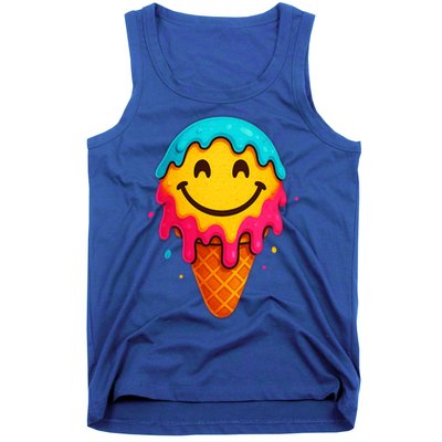 Ice Cream Cone Drip Smile Face  Tank Top