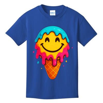 Ice Cream Cone Drip Smile Face  Kids T-Shirt