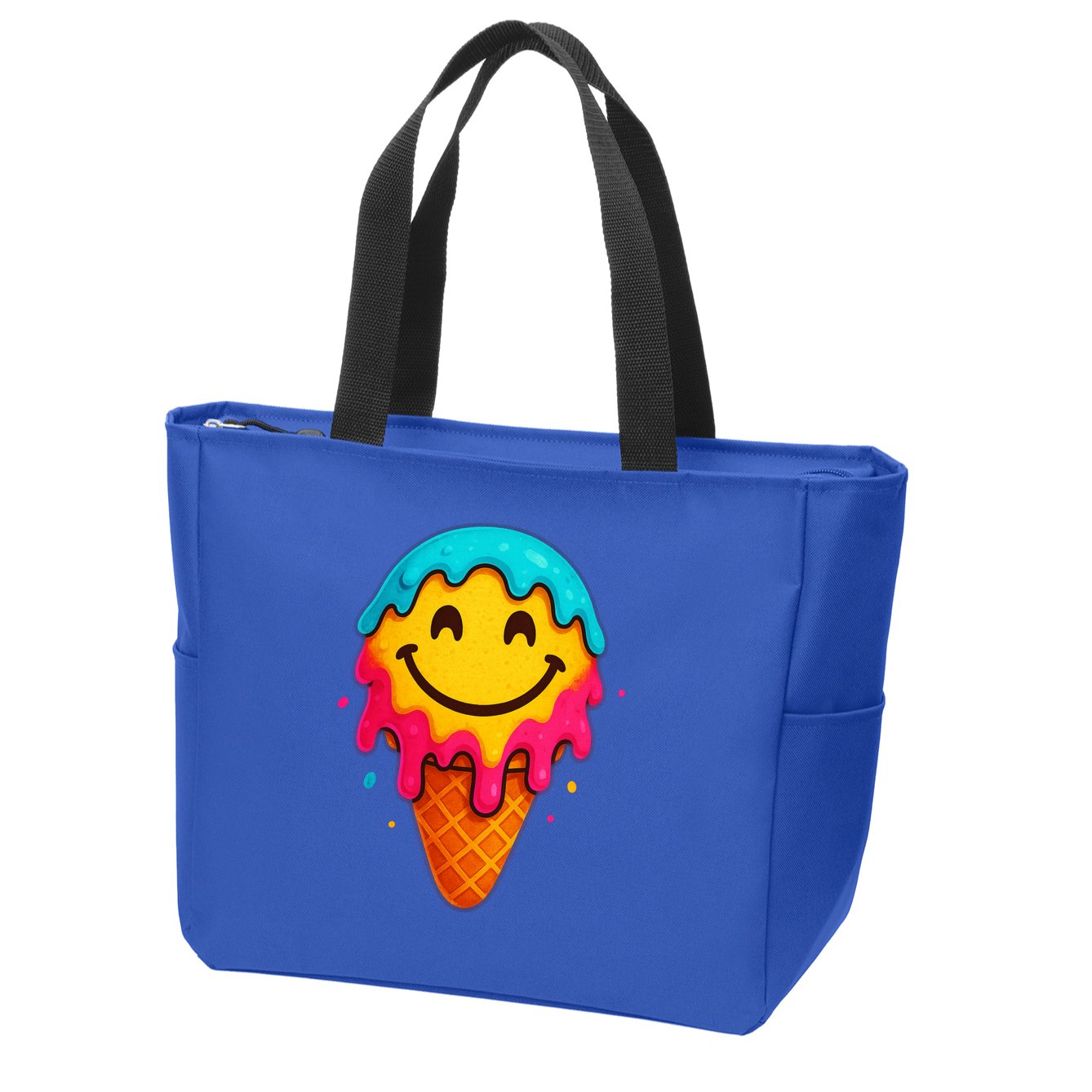 Ice Cream Cone Drip Smile Face  Zip Tote Bag