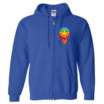 Ice Cream Cone Drip Smile Face  Full Zip Hoodie