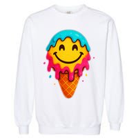 Ice Cream Cone Drip Smile Face  Garment-Dyed Sweatshirt