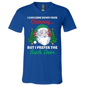 I Can Come Down Your Chimney Funny Dirty Santa Jokes Adult Funny Gift V-Neck T-Shirt