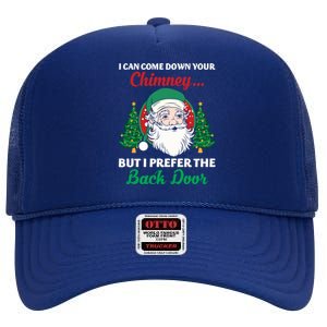 I Can Come Down Your Chimney Funny Dirty Santa Jokes Adult Funny Gift High Crown Mesh Back Trucker Hat