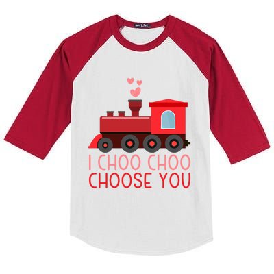 I Choo Choo Choose You Train Lover Valentine's Day Gift Kids Colorblock Raglan Jersey