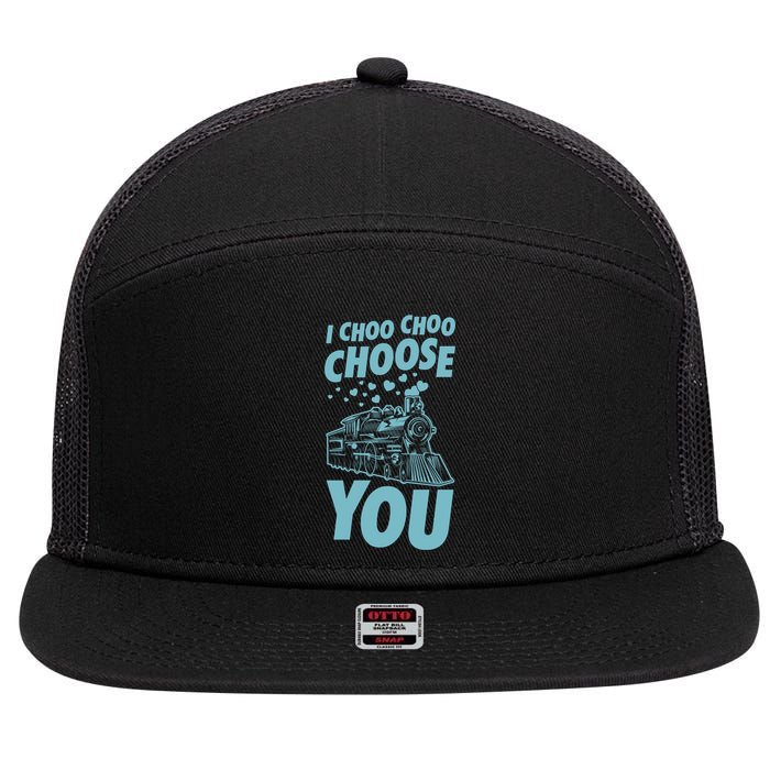I Choo Choo Choose You Train Themed Valentines Day Funny Gift 7 Panel Mesh Trucker Snapback Hat