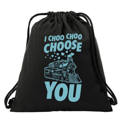 I Choo Choo Choose You Train Themed Valentines Day Funny Gift Drawstring Bag