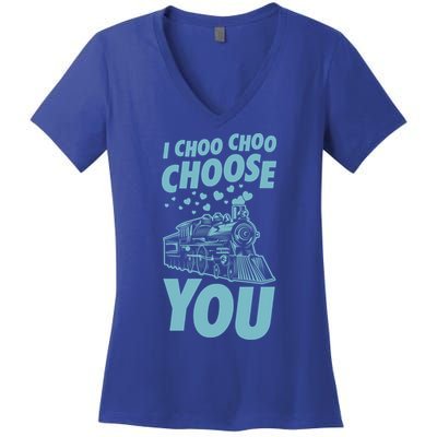 I Choo Choo Choose You Train Themed Valentines Day Funny Gift Women's V-Neck T-Shirt