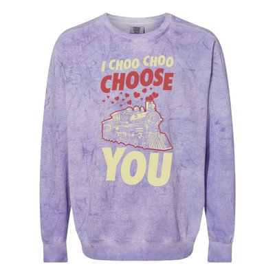 I Choo Choo Choose You Train Themed Valentines Day Meaningful Gift Colorblast Crewneck Sweatshirt