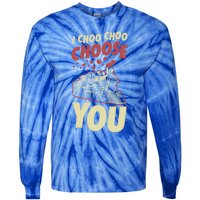 I Choo Choo Choose You Train Themed Valentines Day Meaningful Gift Tie-Dye Long Sleeve Shirt