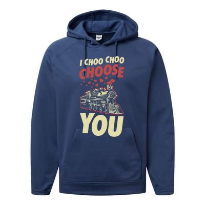 I Choo Choo Choose You Train Themed Valentines Day Meaningful Gift Performance Fleece Hoodie